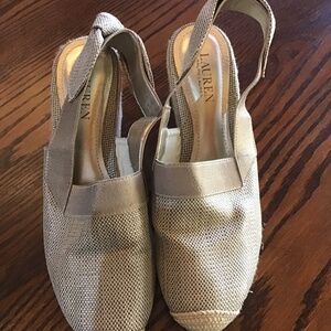 Ralph Lauren gold tone material summer shoe